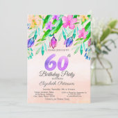 Waterverf Spring Flowers 60e geboortedag Kaart (Staand voorkant)