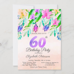 Waterverf Spring Flowers 60e geboortedag Kaart