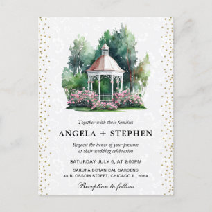 Waterverf Spring Garden Gazebo Wedding Briefkaart