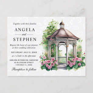 Waterverf Spring Garden Gazebo Wedding Briefkaart