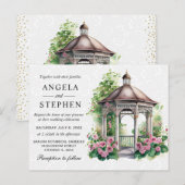 Waterverf Spring Garden Gazebo Wedding Briefkaart (Voorkant / Achterkant)