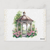Waterverf Spring Garden Gazebo Wedding Briefkaart (Achterkant)