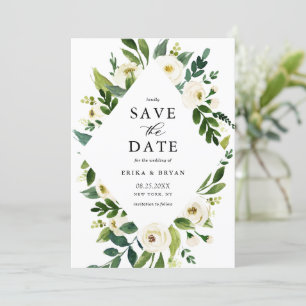 Waterverf Spring White Flowers Lijst Save The Date