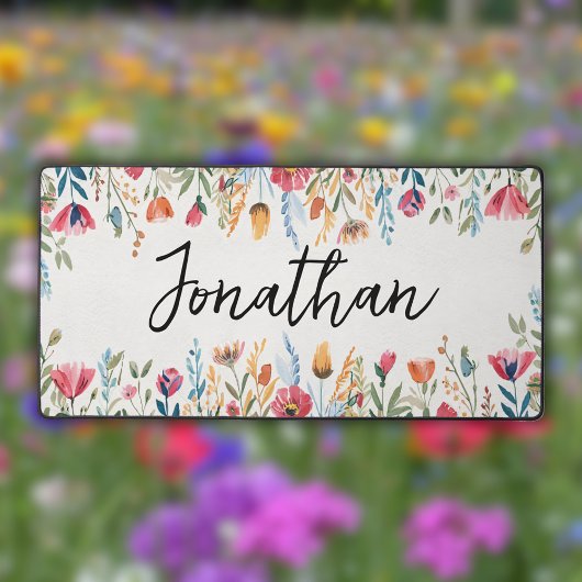 Waterverf Spring Wildflower gepersonaliseerd Bureaumat