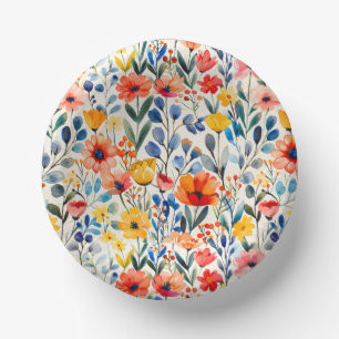 Waterverf Spring Wildflowers Achtergrond-99034 Papieren Kommen