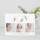 Waterverf Springs Kerst Vreugde Drie Fotokaart Feestdagenkaart (Staand voorkant)