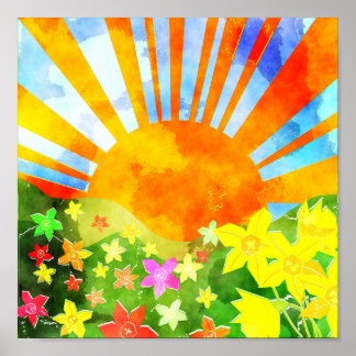 Waterverf Springtime Sun Poster