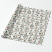 Waterverf Spruce Tree Branches & Gold Splash Cadeaupapier (Uitgerold)