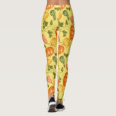 Waterverf Squash, Pumpkin and Leaves Pattern Leggings (Achterkant)