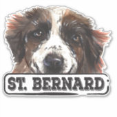 Waterverf St. Bernard Sticker (Voorkant)