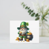 Waterverf St Patrick Leprechaun Pot van goud Briefkaart (Staand voorkant)