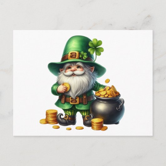 Waterverf St Patrick Leprechaun Pot van goud Briefkaart (Voorkant)