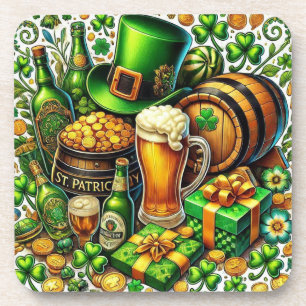 Waterverf St. Patrick's Day Bier, Munten & Klaver Bier Onderzetter