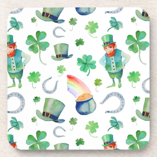 Waterverf St. Patrick's Day Pattern Bier Onderzetter (Voorkant)