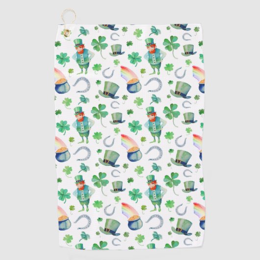 Waterverf St. Patrick's Day Pattern Golfhanddoek (Voorkant)
