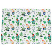 Waterverf St. Patrick's Day Pattern Groot Cadeauzakje (Voorkant)