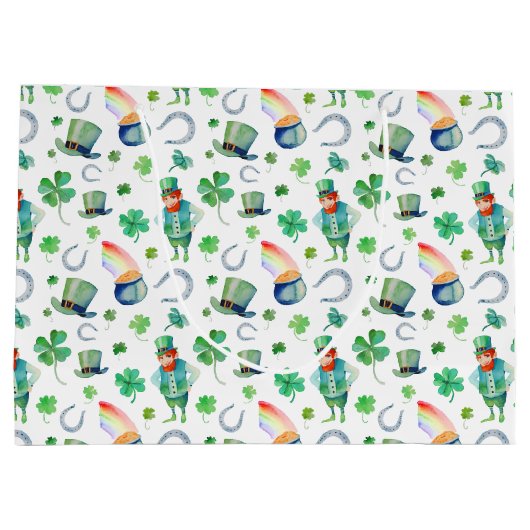 Waterverf St. Patrick's Day Pattern Groot Cadeauzakje (Achterkant)