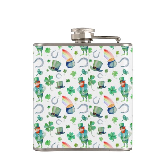 Waterverf St. Patrick's Day Pattern Heupfles (Achterkant)