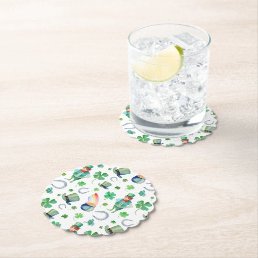 Waterverf St. Patrick's Day Pattern Kartonnen Onderzetters (Insitu)