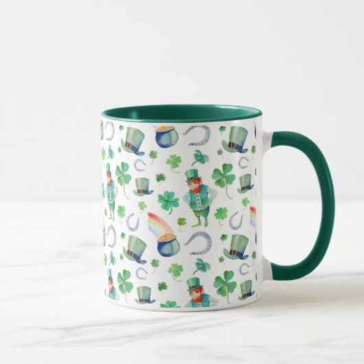 Waterverf St. Patrick's Day Pattern Mok (Rechts)