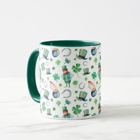 Waterverf St. Patrick's Day Pattern Mok (Voorkant links)