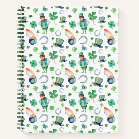 Waterverf St. Patrick's Day Pattern Notitieboek (Voorkant)