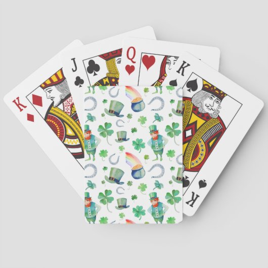 Waterverf St. Patrick's Day Pattern Pokerkaarten (Achterkant)