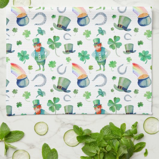 Waterverf St. Patrick's Day Pattern Theedoek (Gevouwen)