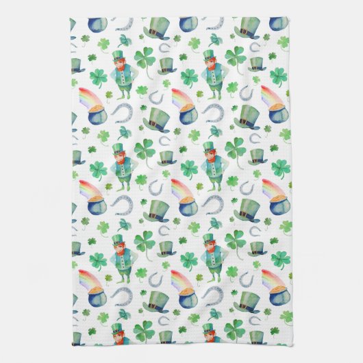Waterverf St. Patrick's Day Pattern Theedoek (Verticaal)