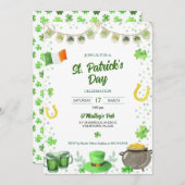 Waterverf St Patricks Party Kaart (Voorkant / Achterkant)