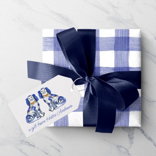 Waterverf Staffordshire Dogs Cadeaulabel