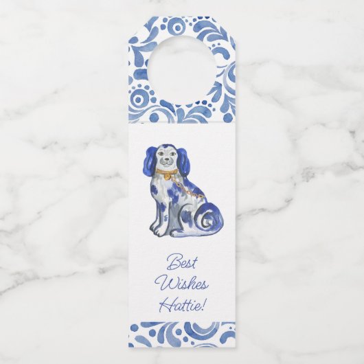 Waterverf Staffordshire Dogs Flessenhanger (Voorkant)