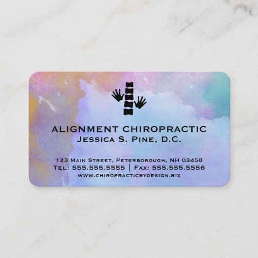 Waterverf Standard Chiropractic Visitekaartjes (Voorkant)