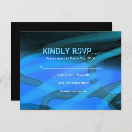 WATERVERF STAR Bar Bat Mitzvah Reply Card RSVP Kaartje (Voorkant / Achterkant)