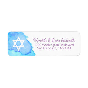 Waterverf Star van David Bat Mitzvah Return Etiket