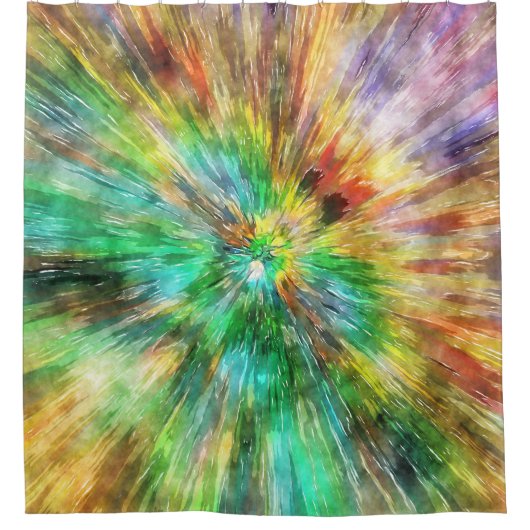 Waterverf Starburst Tie Dye Douchegordijn (Voorkant)