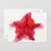Waterverf Starfish Briefkaart (Voorkant / Achterkant)
