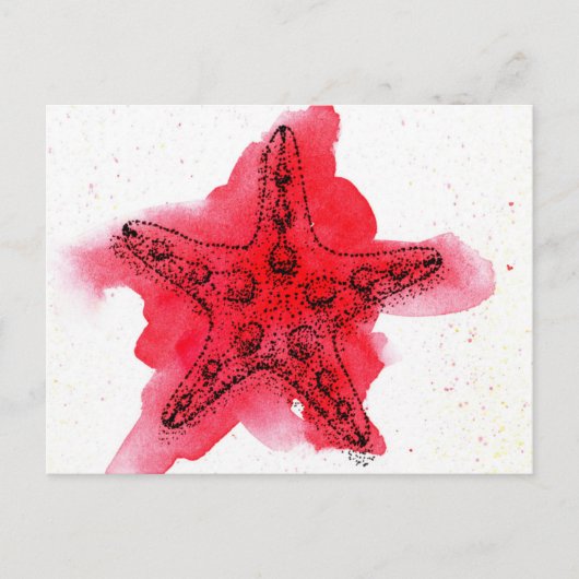 Waterverf Starfish Briefkaart (Voorkant)