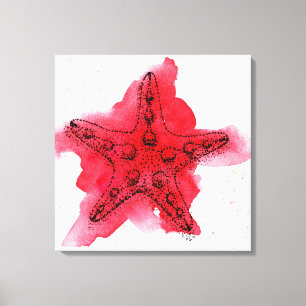 Waterverf Starfish Canvas Afdruk