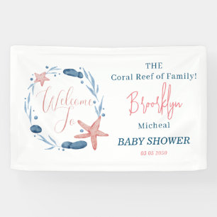 Waterverf Starfish Coral Reef Baby shower Welkom Spandoek