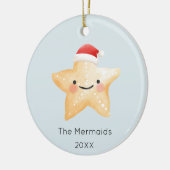 Waterverf Starfish Kerstfoto Keramisch Ornament (Links)