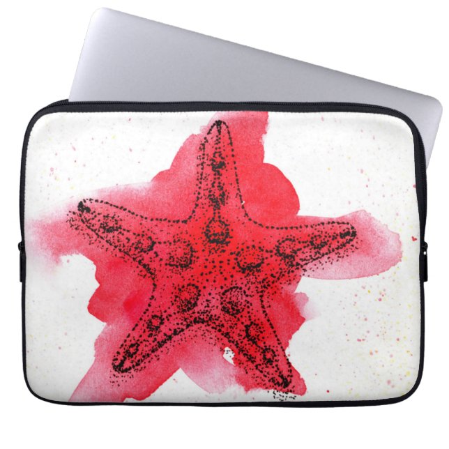 Waterverf Starfish Laptop Sleeve (Voorkant)