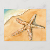 Waterverf Starfish op strand Briefkaart (Voorkant)