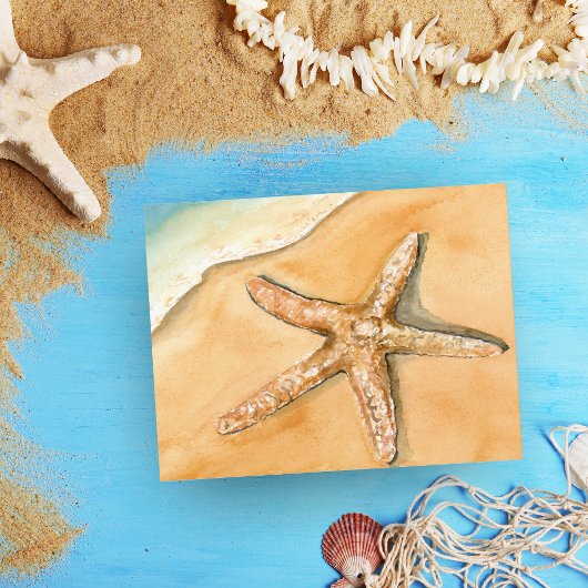 Waterverf Starfish op strand Briefkaart