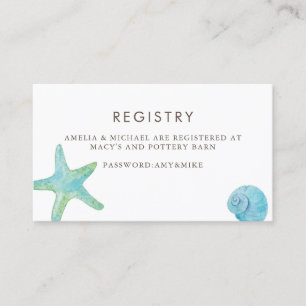 Waterverf Starfish & Seashells Gift Registry Kaart Visitekaartje