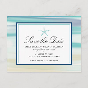 Waterverf Starfish Sla de datum op Aankondigingskaart