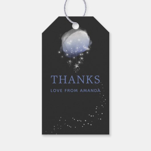 Waterverf Stars Night Sky Baby shower Hartelijk da Cadeaulabel (Voorkant)