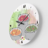 Waterverf steaming sauces keukenklok grote klok (Hoek)