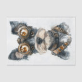 Waterverf Steampunk Schnauzer Dog CC8 Decoupage Tissuepapier (Voorkant)