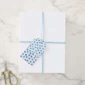 Waterverf sterren - blauw cadeaulabel (Met Touw)
